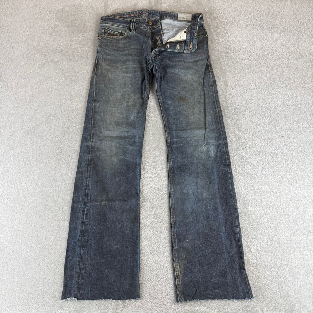 Diesel Safado Slim Straight Jeans Mens 28x31 Blue Denim Distressed Button Fly